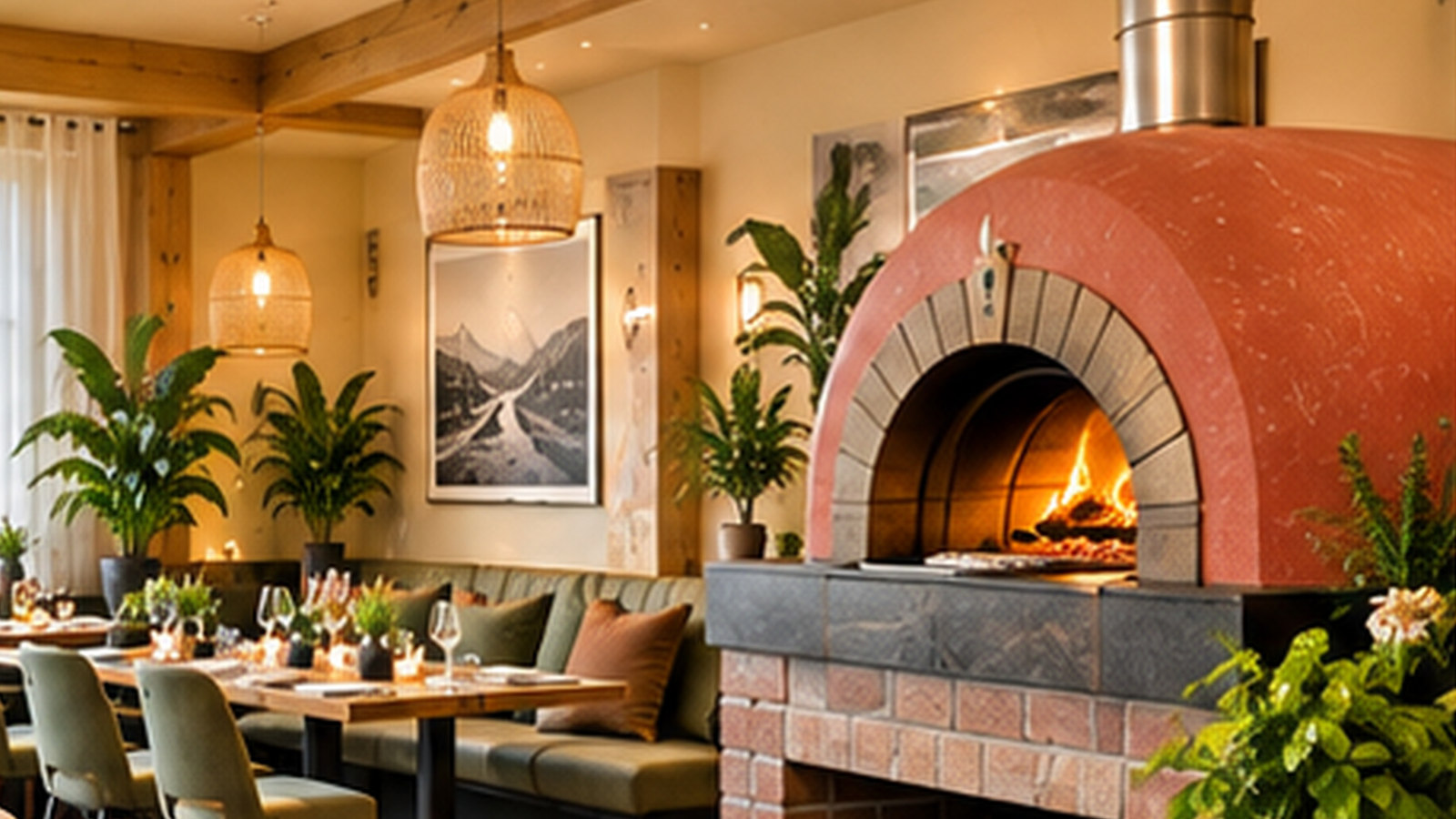 Holz-Pizzaofen im hinteren Bereich des Alpine Social Club Meiringen